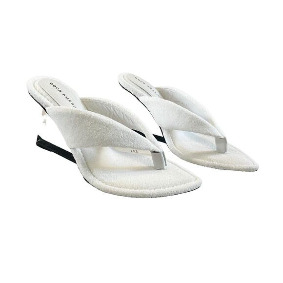 Good American Shoes - Good American Heels Womens Sz 9 Whte Terry Cinder F*cking Rella Wedge $260 NEW